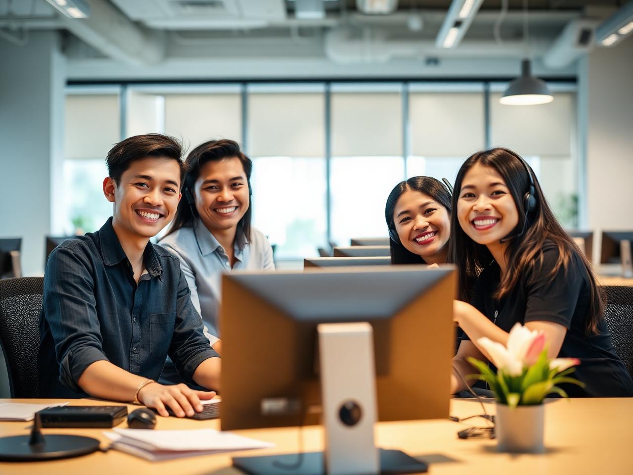 Filipino professionals working together in a modern office